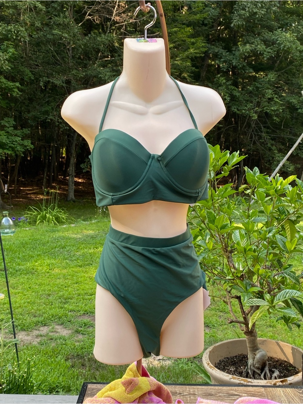 NWT High-Waisted Green Bikini Set  XL
